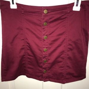Maroon button front skirt
